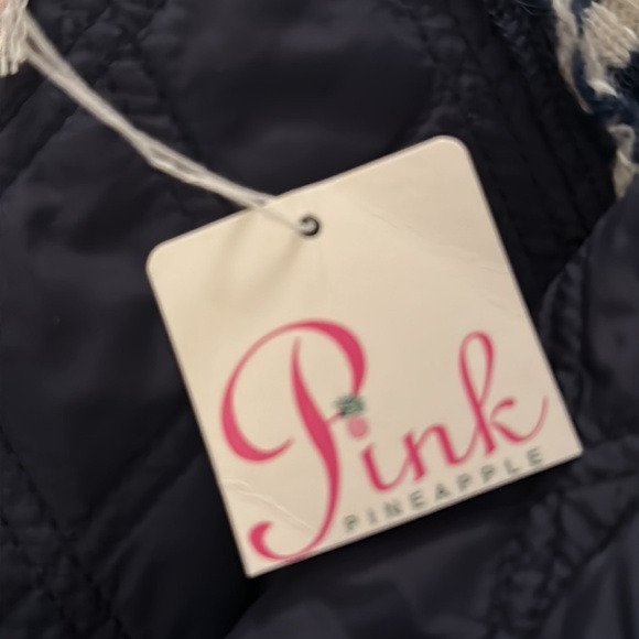 Pink Pineapple Navy and White Stripe Sweater Jacket NWT size Medium - Picture 4 of 7